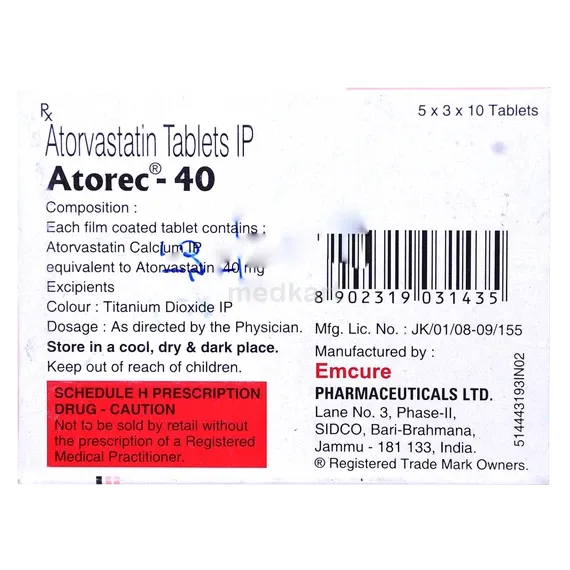 atorec 40mg tablet 10's